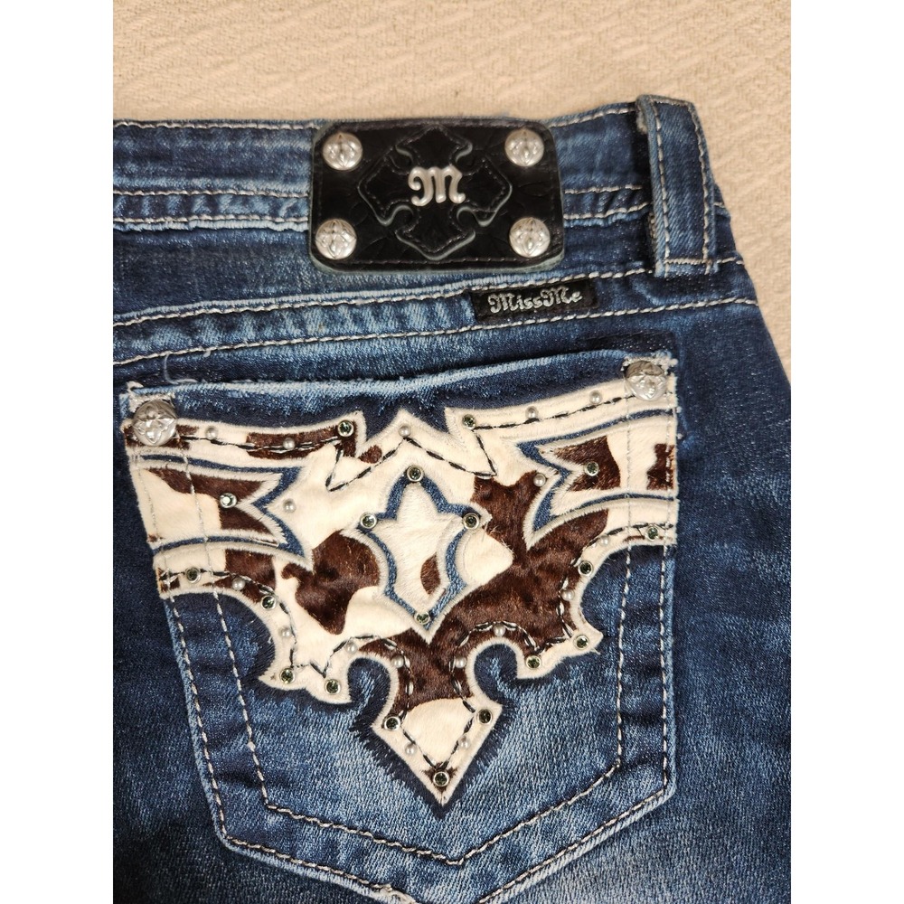 Miss Me Bootcut Jeans Women Size 31 Dark Blue Mid Rise Cotton Blend Pockets - Picture 9 of 10